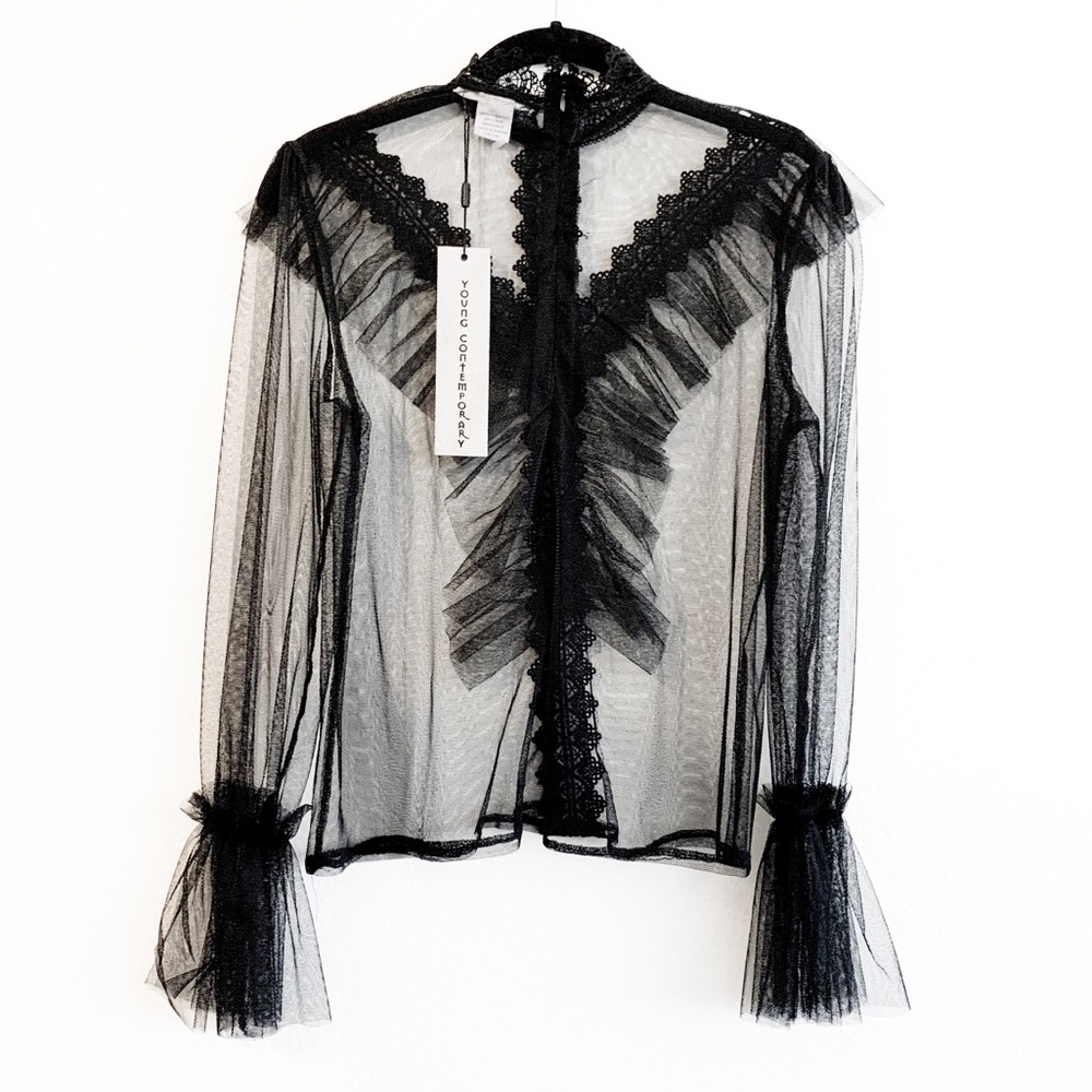 NWT Unique Sheer Mesh Blouse